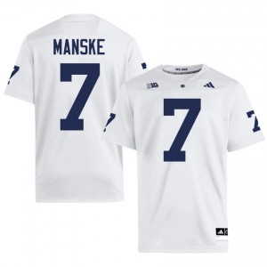 White Alex Manske #7 Nittany Lions Jersey | Men High School Football Licensed Embroidery 29043858