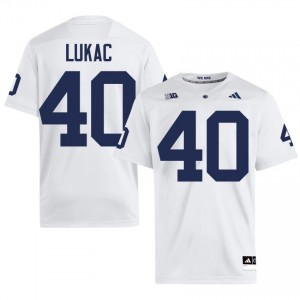 #40 Jake Lukac PSU Nittany Lions White Jersey | Alumni Embroidery Men Player Football Gear 68816558