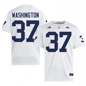 White Jeremy Washington #37 Nittany Lions Jersey | Men High School Football Moisture Wicking Embroidery 28185135