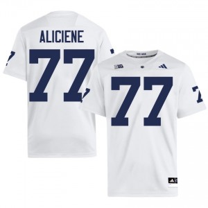 White Owen Aliciene #77 Nittany Lions Jersey | Men High School Football Moisture Wicking Embroidery 79471314