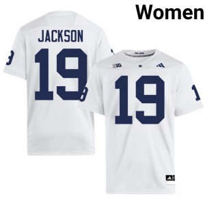 PSU Amarion Jackson #19 White Jersey | Pro Cut Stitch NCAA Football Women Apparel 26816360