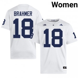 White Benjamin Brahmer #18 Nittany Lions Jersey | Women High School Football Moisture Wicking Stitch 34521980