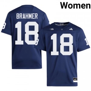 Durable Benjamin Brahmer #18 Penn State Navy Jersey | Women University Football Embroidery Fan Gear 53144807