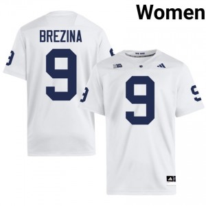 White Cael Brezina #9 Nittany Lions Jersey | Women High School Football Licensed Stitch 69001769