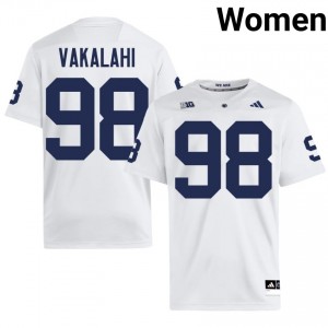 #98 Dallas Vakalahi PSU Nittany Lions White Jersey | Authentic Stitch Women Player Football Gear 21797827