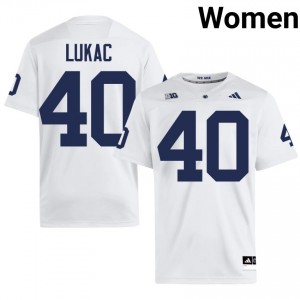 Officially Licensed Jake Lukac #40 Penn State White Jersey | Women University Football Stitch Fan Gear 86880220