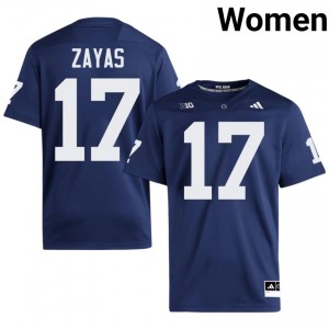 #17 Josiah Zayas PSU Nittany Lions Navy Jersey | Elite Embroidery Women Player Football Gear 22589325