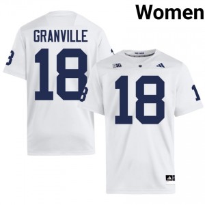 #18 Max Granville PSU Nittany Lions White Jersey | Authentic Stitch Women Player Football Gear 34976832