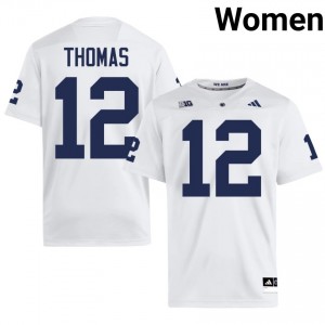 White Xxavier Thomas #12 Nittany Lions Jersey | Women High School Football Moisture Wicking Stitch 27239768