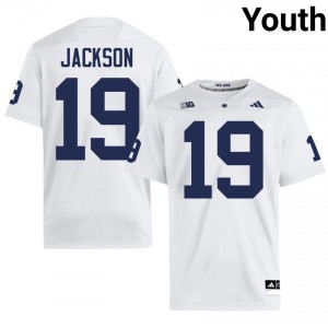 White Amarion Jackson #19 Nittany Lions Jersey | Youth High School Football Moisture Wicking Stitched 64199247