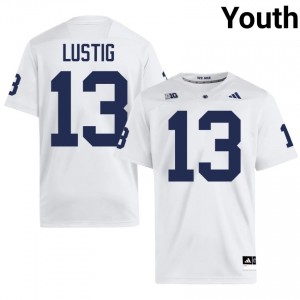White Hank Lustig #13 Nittany Lions Jersey | Youth High School Football Moisture Wicking Stitched 62478940