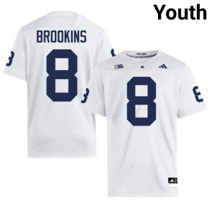 White Karon Brookins #8 Nittany Lions Jersey | Youth High School Football Moisture Wicking Stitched 43477405