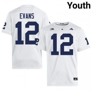 PSU Kase Evans #12 White Jersey | Genuine Stitched NCAA Football Youth Apparel 99687415