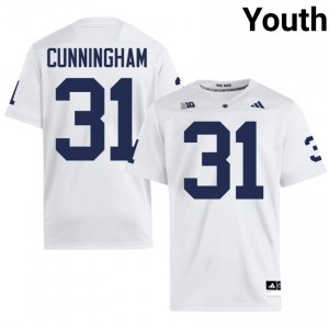 White Logan Cunningham #31 Nittany Lions Jersey | Youth High School Football Licensed Stitched 29841591