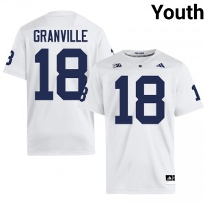 Elite Thread Max Granville #18 Penn State White Jersey | Youth University Football Stitched Fan Gear 90122196