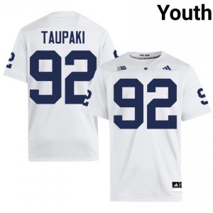 #92 Siale Taupaki PSU Nittany Lions White Jersey | Authentic Stitched Youth Player Football Gear 91043662